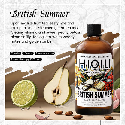 HIQILI British Summer Fragrance Oil – Diffuser & DIY Candles 5.07 Fl Oz