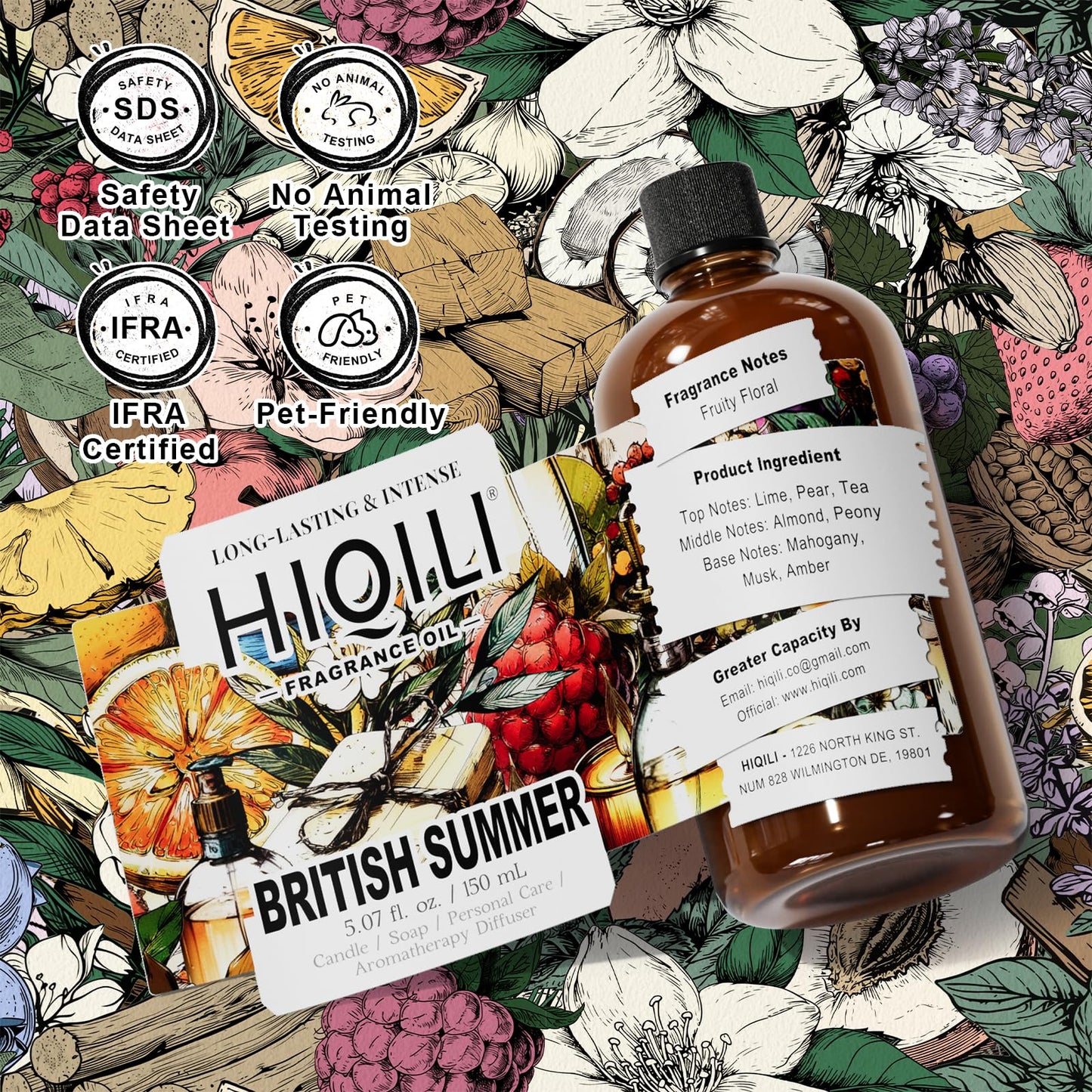 HIQILI British Summer Fragrance Oil – Diffuser & DIY Candles 5.07 Fl Oz
