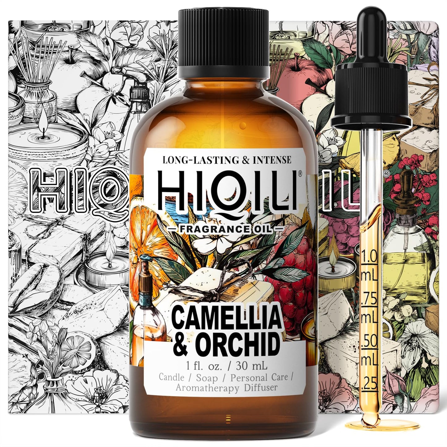 HIQILI Camellia & Orchid Fragrance Oil – 1 Fl Oz for Candle, Soap, Perfume, Shampoo & Body Lotion