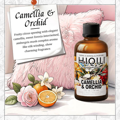 HIQILI Camellia & Orchid Fragrance Oil – 1 Fl Oz for Candle, Soap, Perfume, Shampoo & Body Lotion