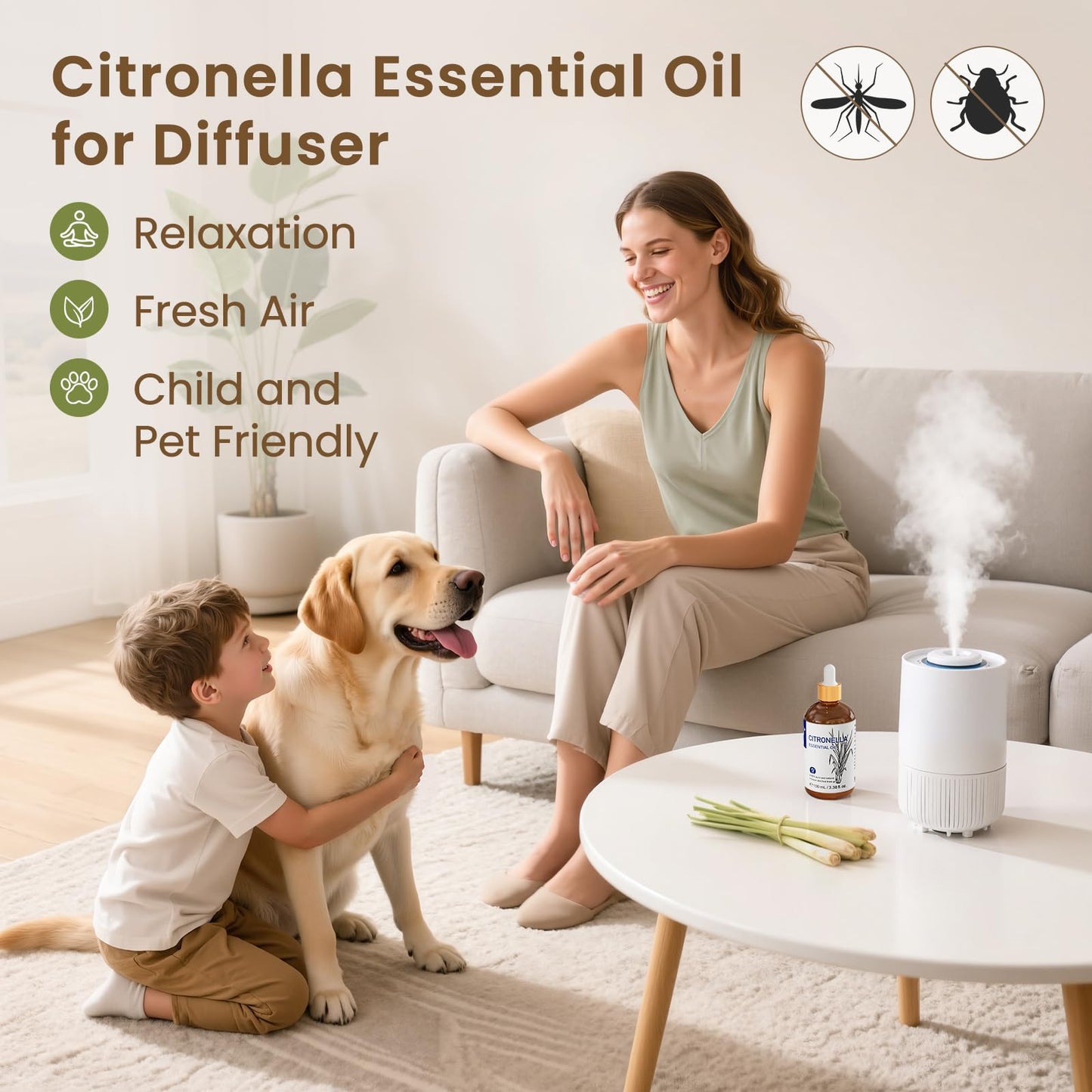 HIQILI 100ML Citronella Essential Oil – Pure & Natural for Diffusers, DIY Sprays