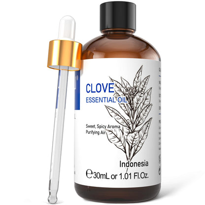 HIQILI Clove Essential Oil – 1 oz / 30 ml for Teeth & Gums