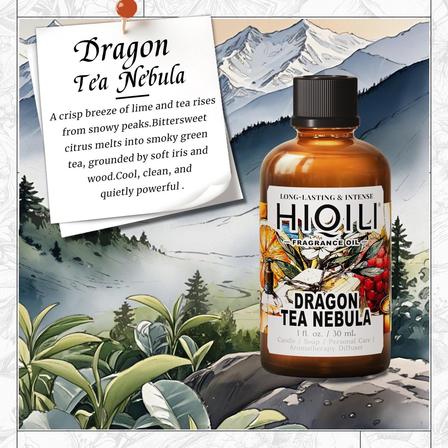 HIQILI Dragon Tea Nebula Fragrance Oil – 1 Oz for DIY Diffusers, Pet-Safe