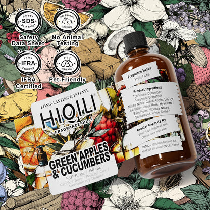 HIQILI Green Apples & Cucumbers Fragrance Oil – 5.07 Fl Oz for Candles, Soaps & Perfume Making
