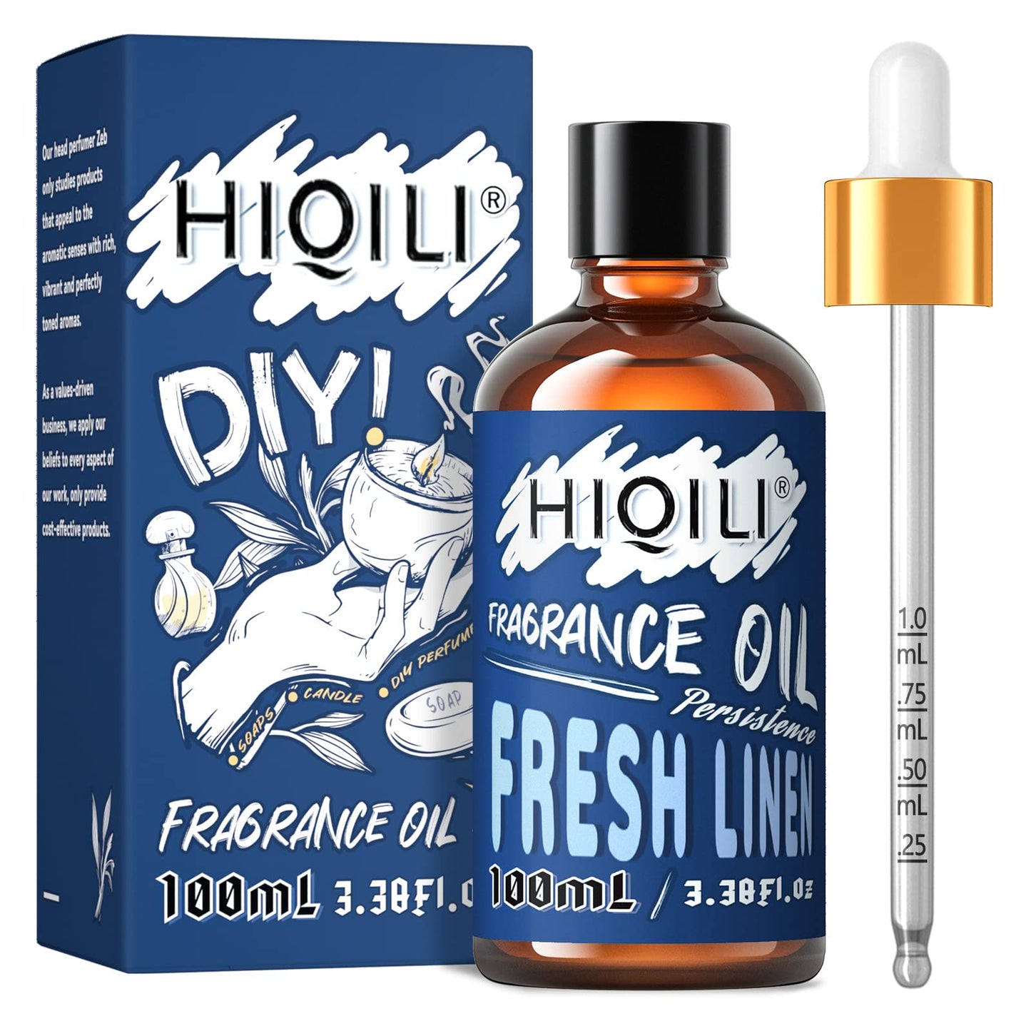 HIQILI Fresh Linen Fragrance Oil 100ml | Diffuser, Car Freshies, Candle & Soap Making