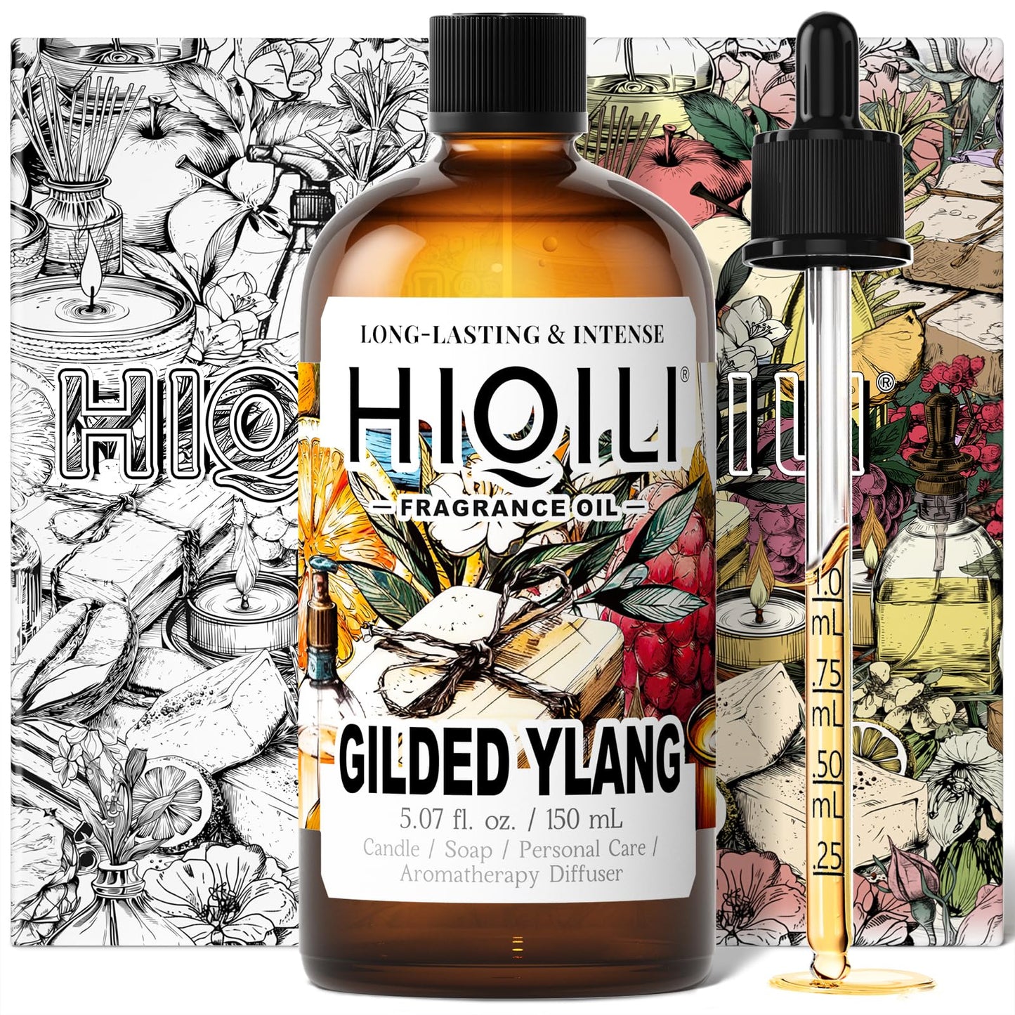 HIQILI Gilded Ylang Fragrance Oil – J'Adore Inspired for Candles, Diffusers & DIY Perfume