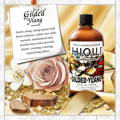 HIQILI Gilded Ylang Fragrance Oil – J'Adore Inspired for Candles, Diffusers & DIY Perfume