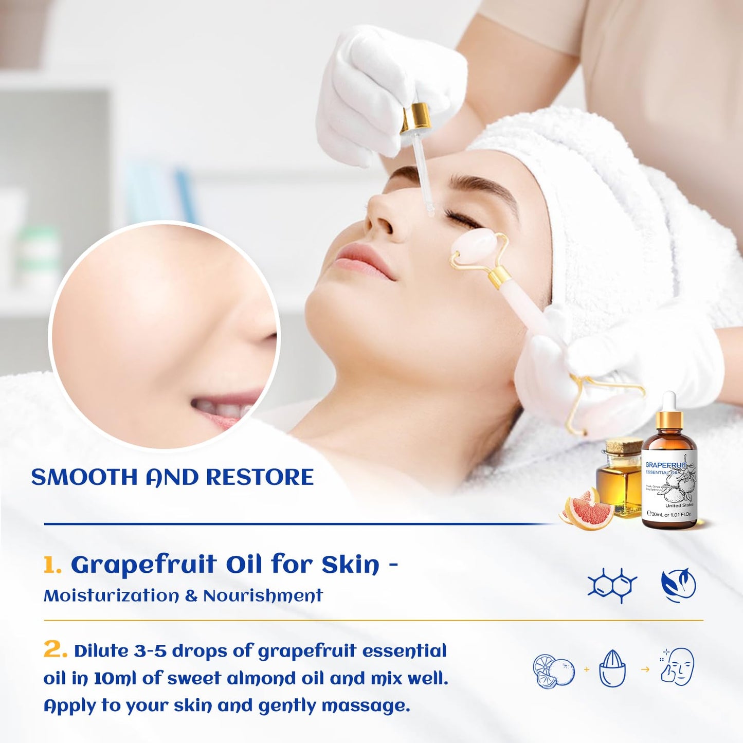 HIQILI Grapefruit Essential Oil 30 ml | Pure & Natural for Diffuser & Skin Care