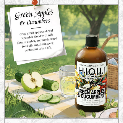 HIQILI Green Apples & Cucumbers Fragrance Oil – 5.07 Fl Oz for Candles, Soaps & Perfume Making