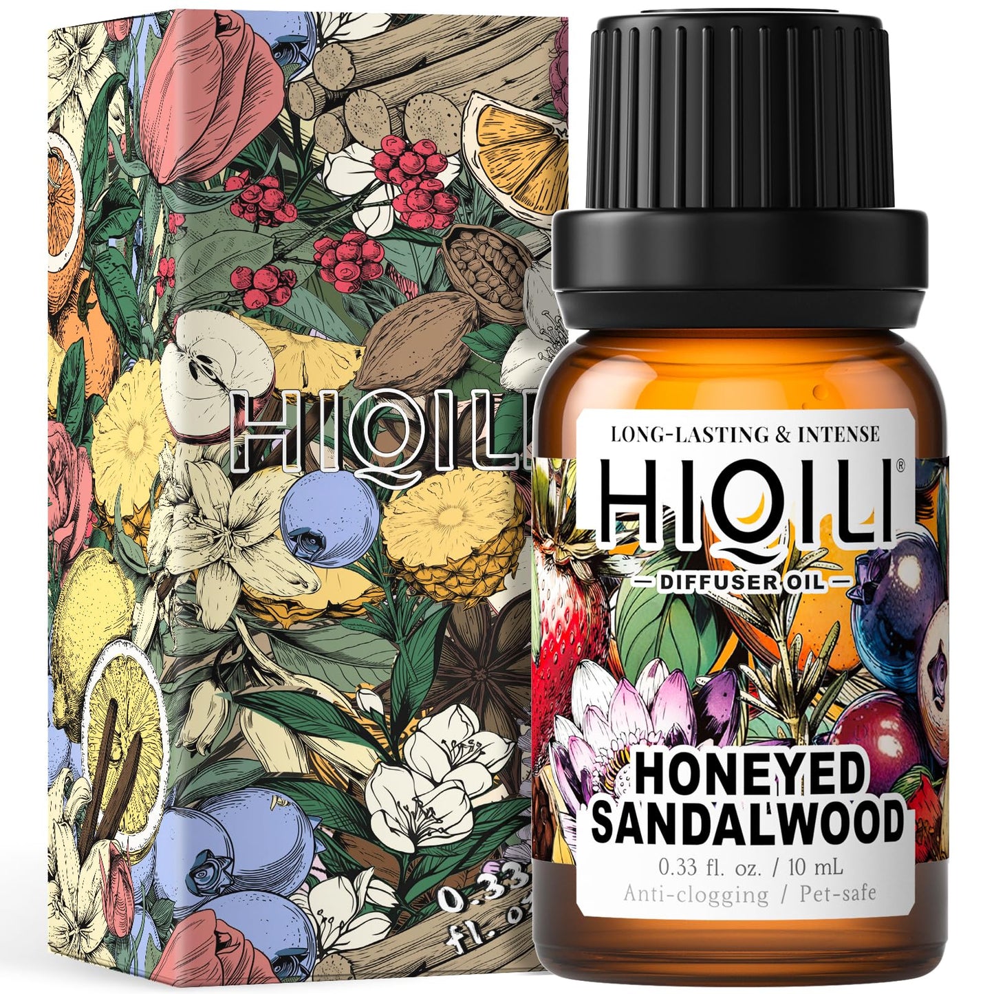 HIQILI Honeyed Sandalwood Diffuser Oil for Car Air Fresheners – Ultrasonic or Reed Diffuser, Relaxing & Cozy Hotel Scent 0.34 Fl Oz