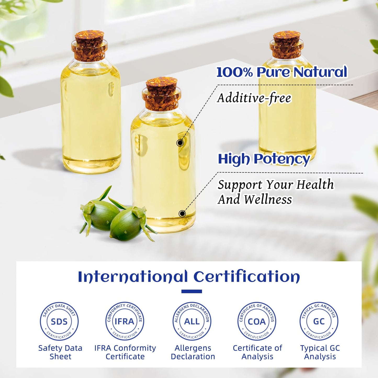 HIQILI Organic Jojoba Oil 100ml – Hair Growth, Cold-Pressed & Unrefined with Roller Bottle