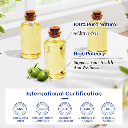 HIQILI Organic Jojoba Oil 100ml – Hair Growth, Cold-Pressed & Unrefined with Roller Bottle