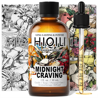 HIQILI Midnight Craving Fragrance Oil – Inspired by Y S.L's B.Lack O.pium | Gourmand Vanilla Caramel Coffee Jasmine | 1 oz for Diffuser, Candle, Soap & Balm