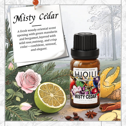 HIQILI Misty Cedar Diffuser Oil for Aromatherapy – Inspired by Bvrberry Bri.t for Him | Essential Oil Diffuser, 0.34 Fl Oz