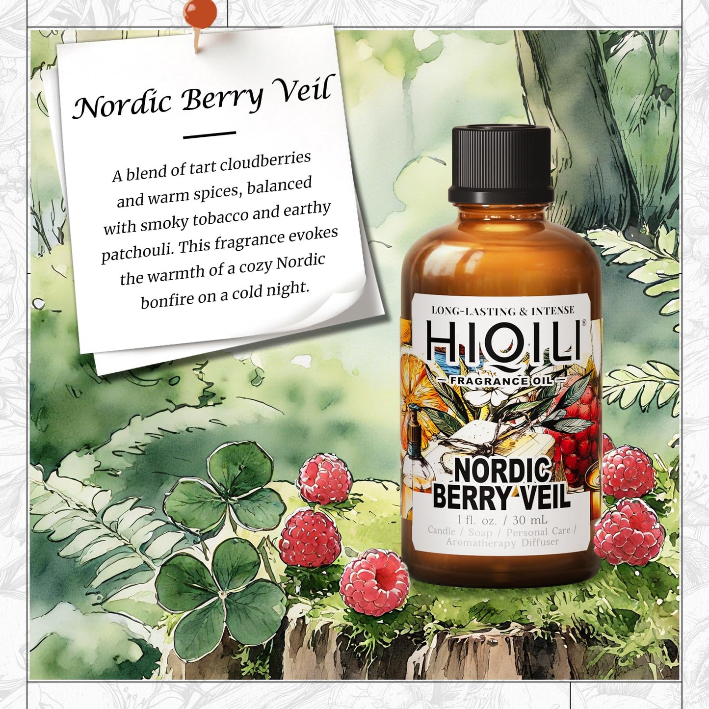 HIQILI Nordic Berry Veil Fragrance Oil – 1 Fl Oz for Diffusers, Candles & Soaps