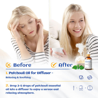 HIQILI Patchouli Essential Oil – Organic, 100% Pure (30ml) for Diffuser & Aromatherapy