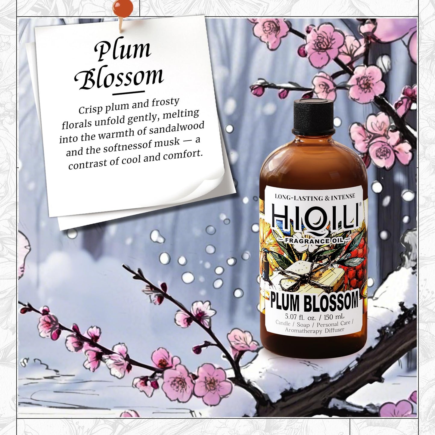 HIQILI Plum Blossom Fragrance Oil – 5.07 Fl Oz for Candles, Soaps & Diffusers