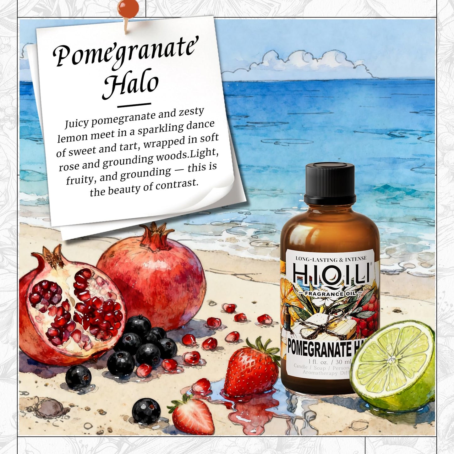 HIQILI Pomegranate Halo Fragrance Oil – DIY Perfume, Candles & More | 1 oz
