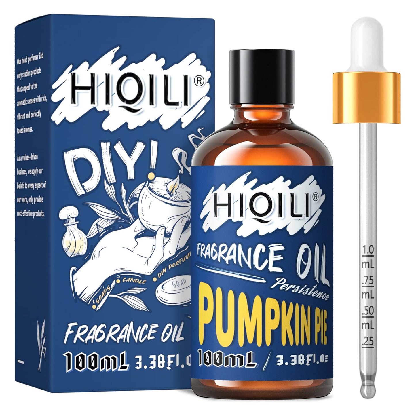 HIQILI Pumpkinpie Pure Scented Fragrance Oil for Diffuser, Candle, Soap – 3.38 Fl Oz