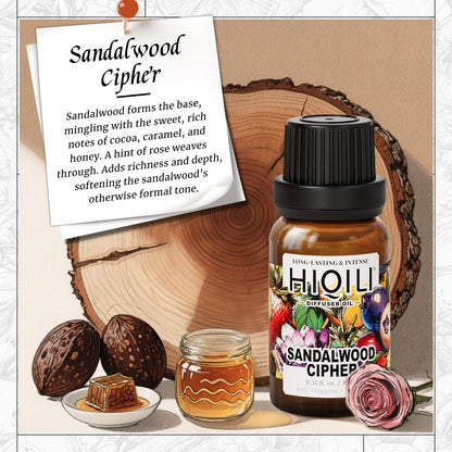 HIQILI Sandalwood Cipher Diffuser Oil – Long-Lasting Scent for Diffusers, Cars & Home