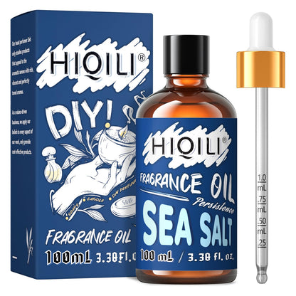 HIQILI Sea Salt Essential Oil 100ml – Fragrance Oil for Candles, Soap, Diffusers | 3.38 fl oz