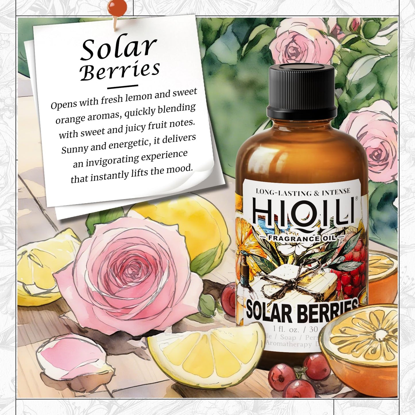 HIQILI Solar Berries Fragrance Oil – 1 Fl Oz for Candles, Soaps & Diffusers
