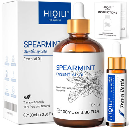 HIQILI 100ML Spearmint Essential Oil – Pure Skin Care, Diffuser & DIY