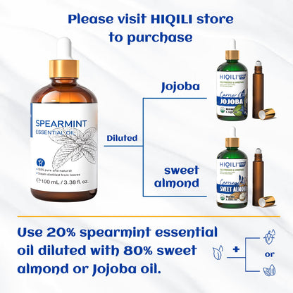 HIQILI 100ML Spearmint Essential Oil – Pure Skin Care, Diffuser & DIY