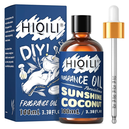 HIQILI Sunshine Coconut Fragrance Oil 100ml – Diffuser, Car Freshies, Candles & Soap