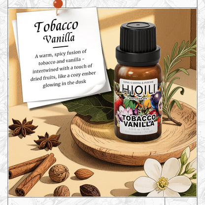 HIQILI Tobacco Vanilla Fragrance Oil – Diffuser & Humidifier Refill, Hotel-Grade Scent, 0.34 fl oz
