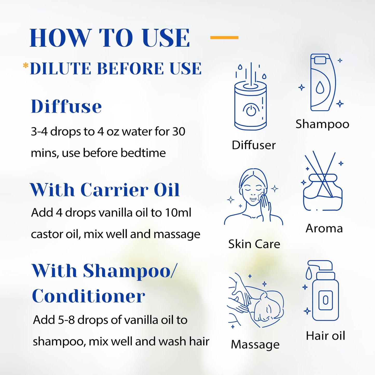 HIQILI Vanilla Essential Oil - 100ml, Undiluted Pure Vanilla Aroma for Diffusers, DIY Cosmetics, Candles & Soaps