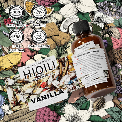 HIQILI Vanilla Fragrance Oil – Body Spray, Diffuser, Candle & Soap (1 Fl Oz)
