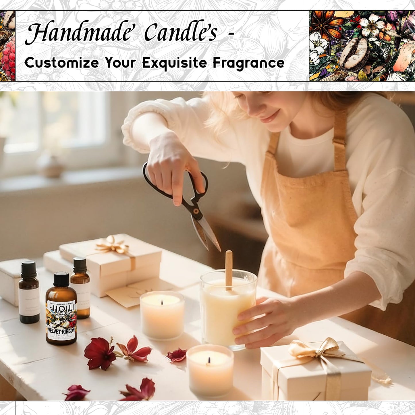 HIQILI Velvet Ribbon Fragrance Oil – Rich Floral Scent with Jasmine, Vanilla & Tuberose for Diffusers & DIY (1 Fl Oz)