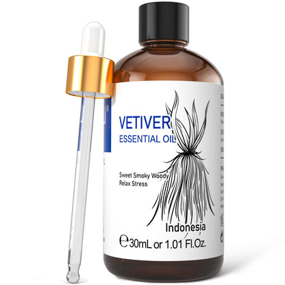 HIQILI 1 Fl Oz Vetiver Essential Oil – 100% Pure & Natural for Skin, Diffuser & Candle Making (30ml)