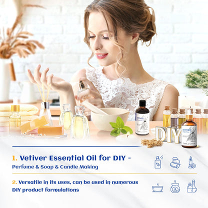 HIQILI 1 Fl Oz Vetiver Essential Oil – 100% Pure & Natural for Skin, Diffuser & Candle Making (30ml)