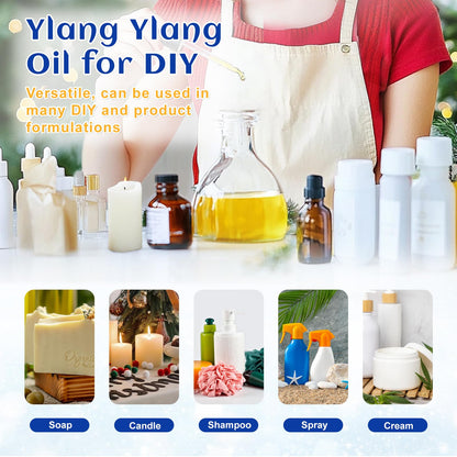 HIQILI Ylang-Ylang Essential Oil - Long-Lasting Scent for Diffusers, Perfumes & Aromatherapy 1.01 Fl Oz