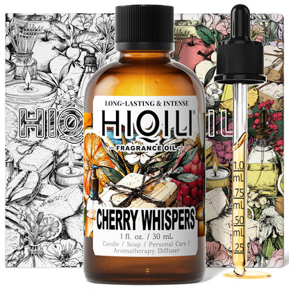 HIQILI Cherry Whispers Fragrance Oil - 1 Fl Oz for Soap, Candles, Laundry & More