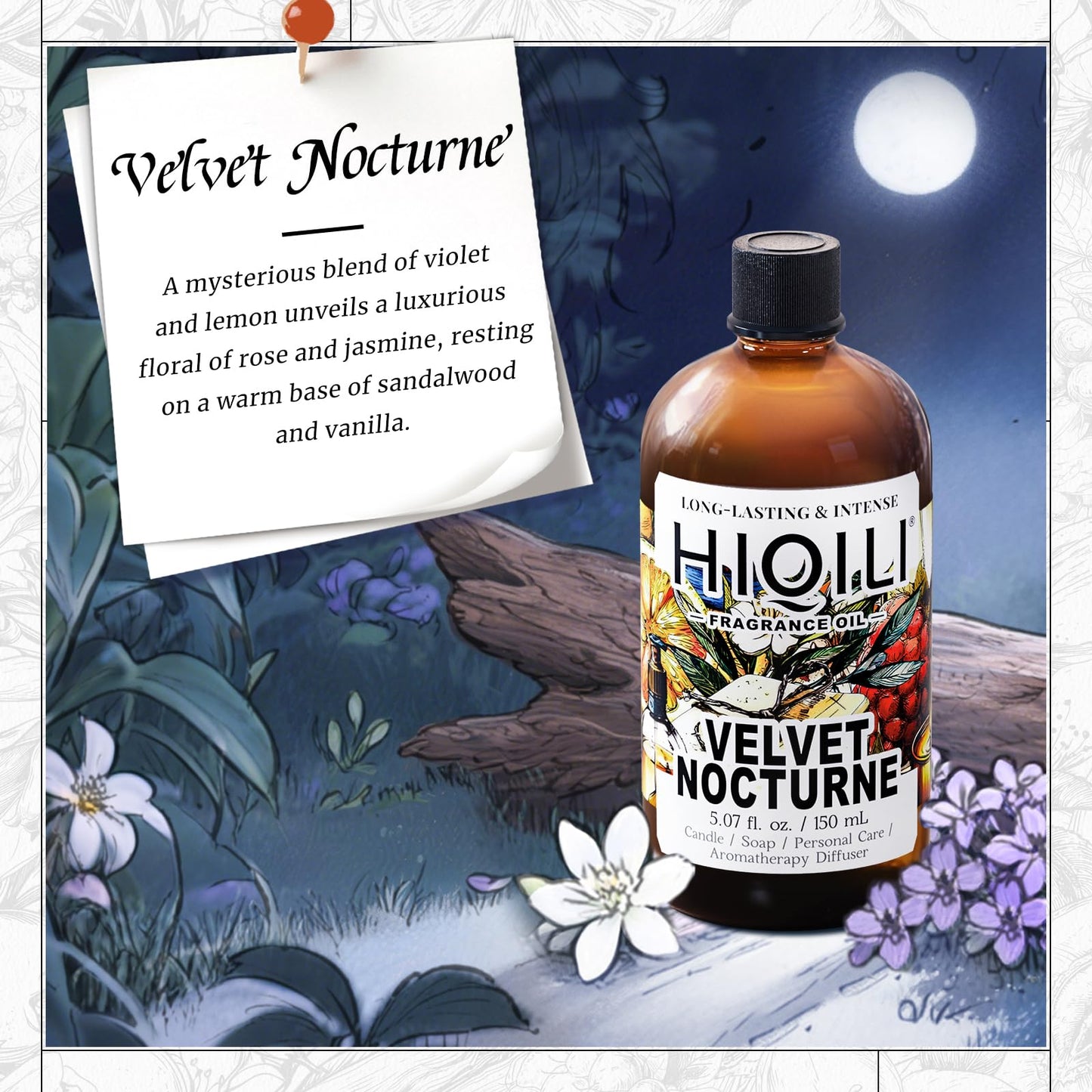 HIQILI Velvet Nocturne Fragrance Oil – Violet & Carnation, 5.07 Fl Oz