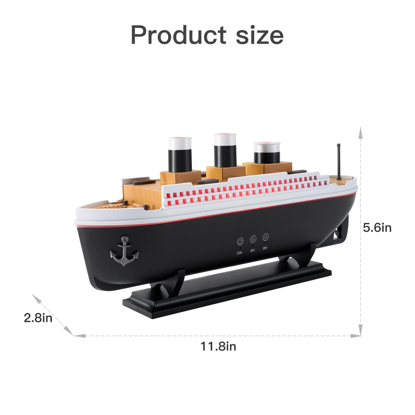 HIROGA Titanic Humidifier 250ml – Ultrasonic Diffuser with Remote, 7 LED Lights, 2 Mist Modes & Auto Shut-Off (Black/White)