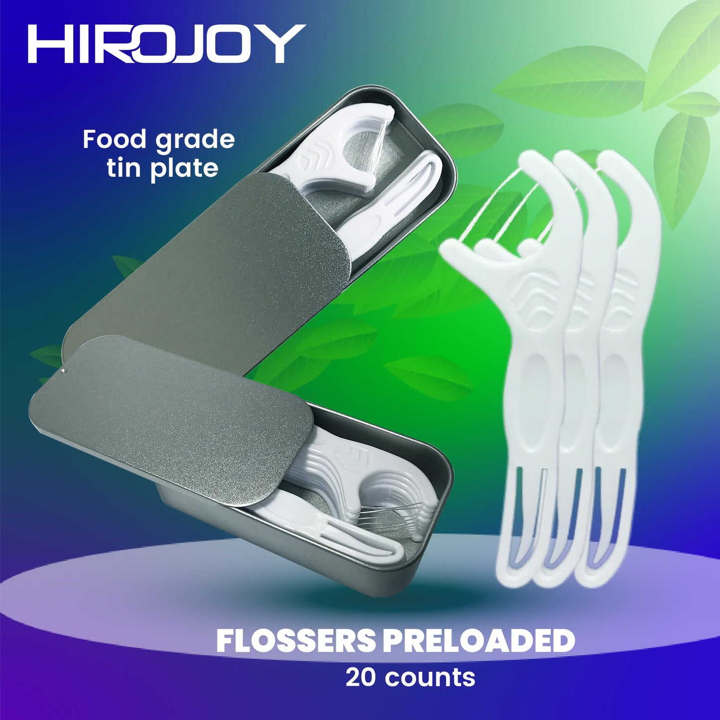 HIROJOY Dental Flosser Portable Case – 2 Pack of 20 Fold-Out Floss Picks for Travel