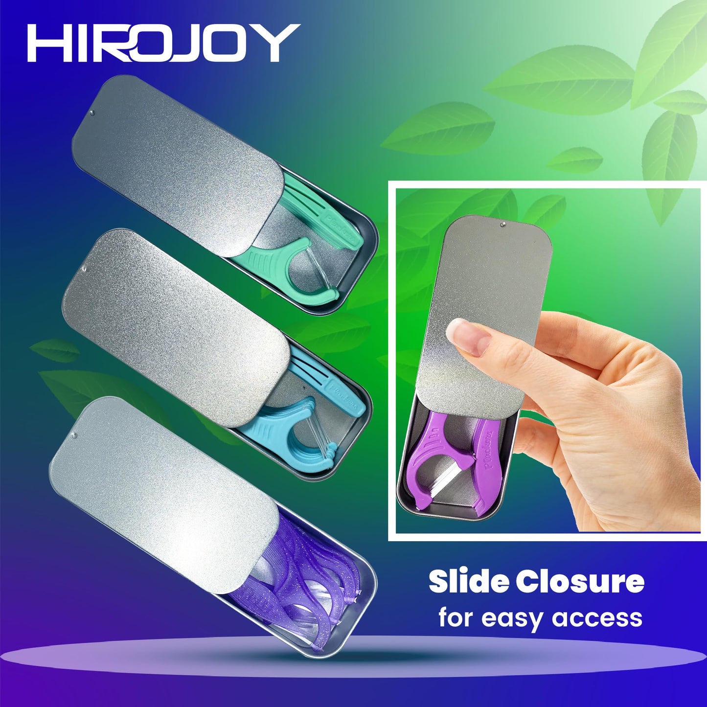 HIROJOY Dental Flosser Portable Case – 2 Pack of 20 Fold-Out Floss Picks for Travel