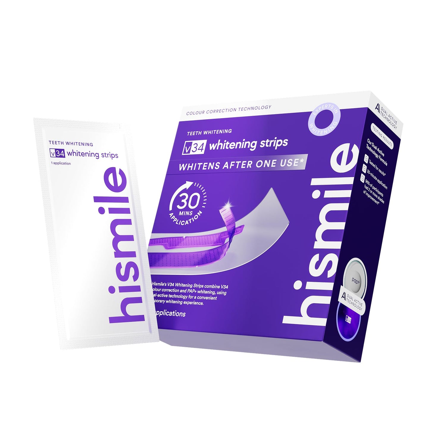 Hismile V34 Whitening Strips | Purple Colour Correction & Whitening