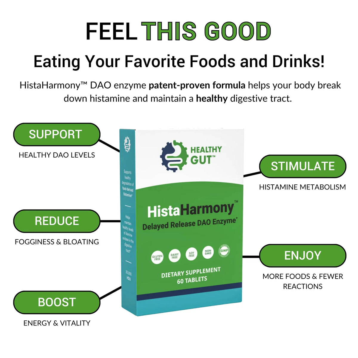 Healthy Gut HistaHarmony DAO Enzyme Supplement – 30,000 HDU, Delayed Release, 60 Servings BritishVita | Premium UK Vitamins & Wellness Supplements