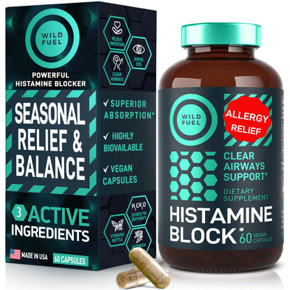 Histamine Block Flavonoids Supplements – Quercetin, Nettle & Artemisia – Seasonal Allergy Support – 60 Caps