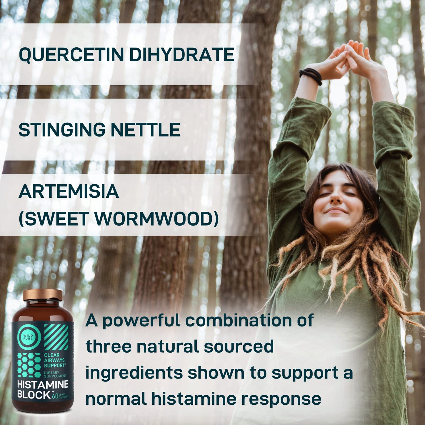Histamine Block Flavonoids Supplements – Quercetin, Nettle & Artemisia – Seasonal Allergy Support – 60 Caps