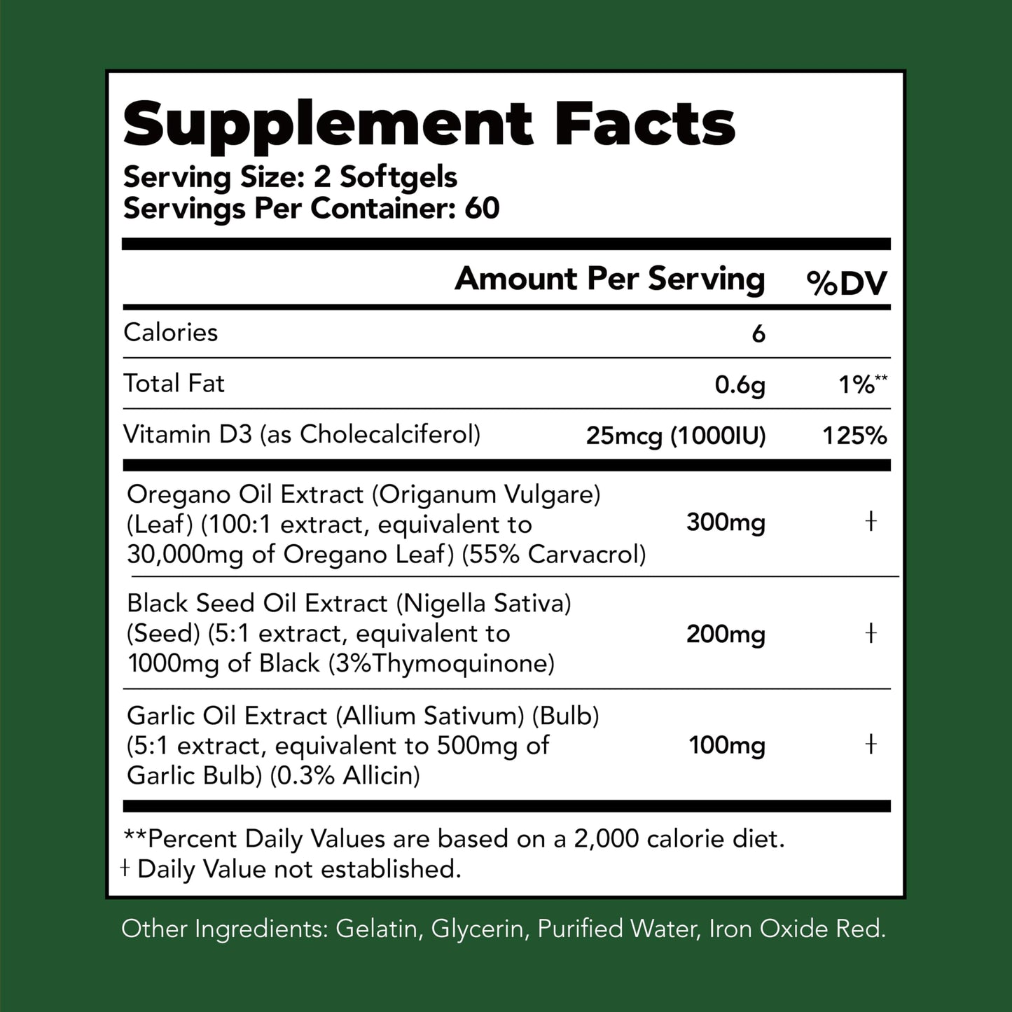 HiWell Oil of Oregano with Black Seed Oil – 55% Carvacrol & Thymoquinone, 60-Day Non-GMO Immune Support