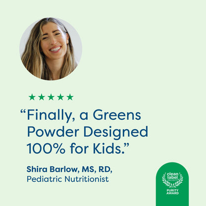 HIYA Kids Greens Powder Sticks - 55 Whole-Food Ingredients (Chocolate)