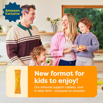 Hiya Kids Immune Support – Vitamin C, Elderberry & Beta Glucans for Ages 2+ | Orange Flavor | 0g Sugar | 20 Sticks