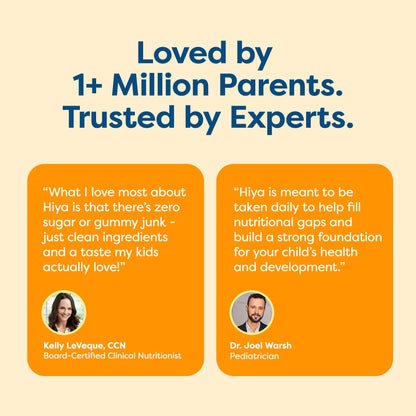 Hiya Kids Immune Support – Vitamin C, Elderberry & Beta Glucans for Ages 2+ | Orange Flavor | 0g Sugar | 20 Sticks