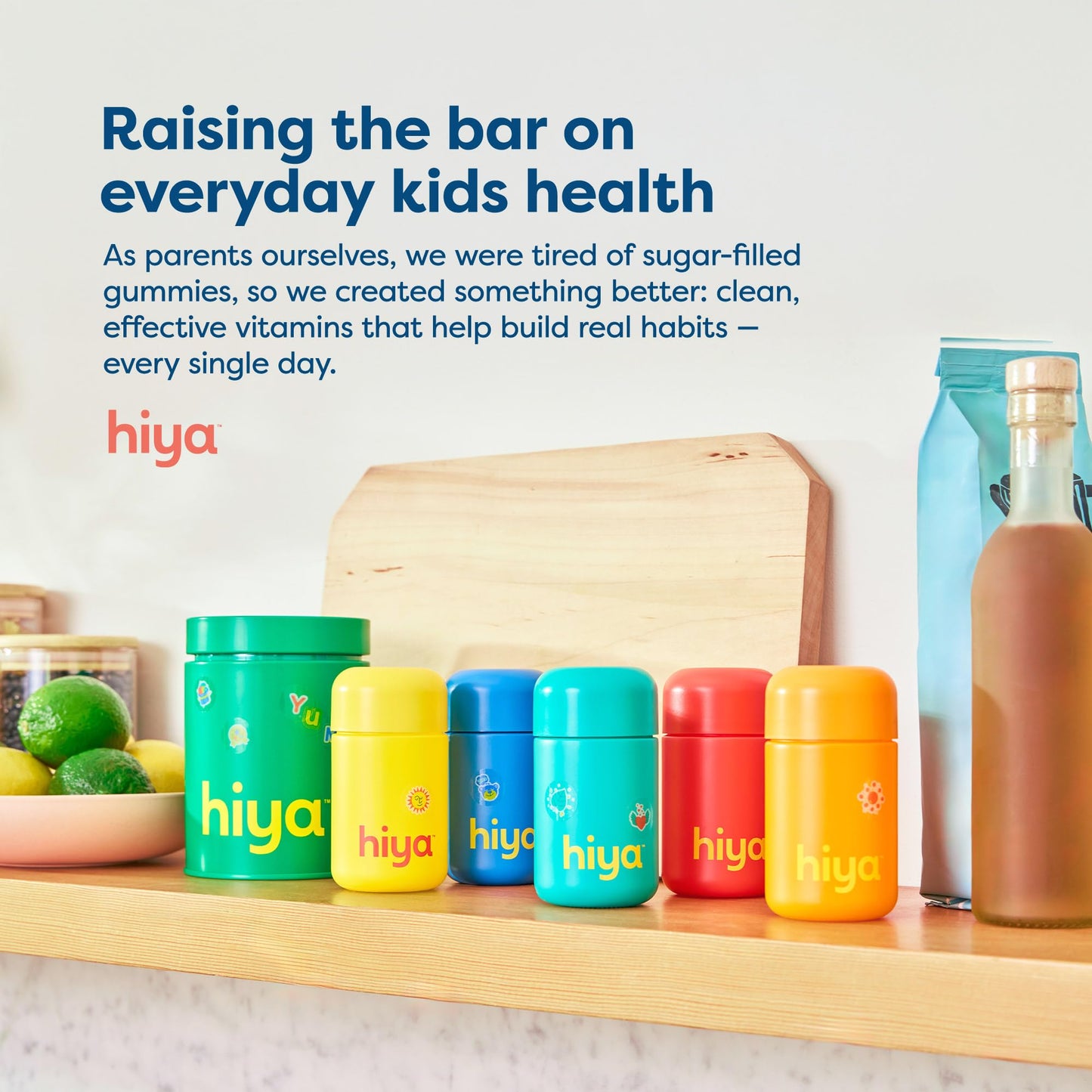 Hiya Kids Immune Support – Vitamin C, Elderberry & Beta Glucans for Ages 2+ | Orange Flavor | 0g Sugar | 20 Sticks